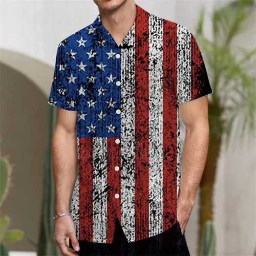 Vista 3 de EELHOE Mens 4th of July T-Shirt Fashionable Graphic Patriotic Short Sleeve Lightweight Breathable Loose Fit Outdoor Clothes