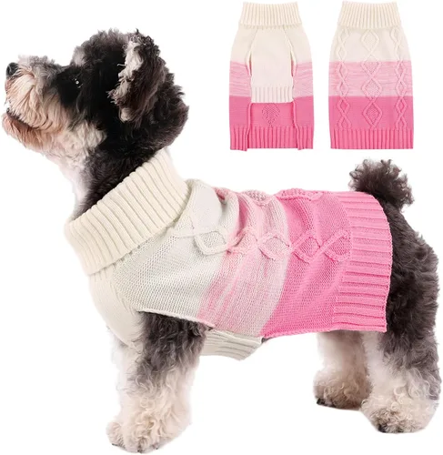 Vista 8 de ASENKU Suéter cálido para perros pequeños y medianos, suéteres para mascotas para ropa de perro en otoño e invierno, suéter grueso con cuello Azul