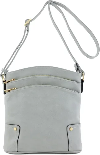 Vista 92 de Bolso cruzado grande con triple bolsillo con cremallera.