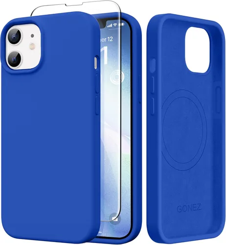 Vista 204 de GONEZ Funda magnética para iPhone 14, compatible con Magsafe, con protector de pantalla + protector de cámara, forro de microfibra antiarañazos