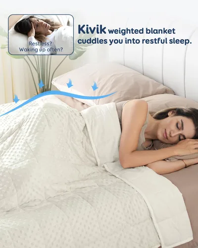 Vista 2 de Kivik Manta con peso lavable para adultos, manta pesada de 12 libras, edredón con peso ultrasuave y fresco de minky, regalos para dormir y calmar