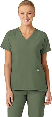 Vista 24 de Uniformes Médicos Wink para Mujer, W123, Blusas Estilizadas con Cuello en V y 5 Bolsillos Negro
