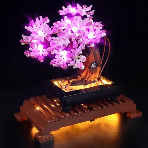 Vista 2 de Kit de Luces LED para LEGO 10281 Set de Árbol Bonsái, Luces de Decoración para Modelo Rosa