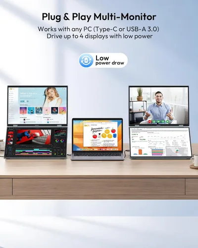 Vista 9 de Monitor portátil, doble monitor de pantalla táctil de 16 pulgadas