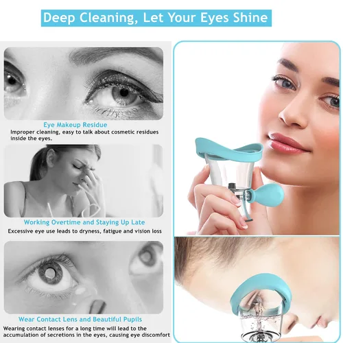 Vista 2 de Taza de lavado de ojos portátil Kit de limpiador de ojos manual de silicona presión de aire enjuague ocular tazas con contenedor de almacenamiento