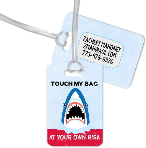 Vista 2 de Touch My Bag - At Your Own Risk - Funny Shark Kid's Luggage Tag