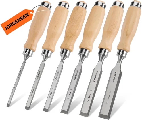 Vista 10 de Jorgensen - Juego de 4 cinceles de madera, cinceles de acero de aleación de cromo con borde biselado, cinceles de madera para carpintería, mango