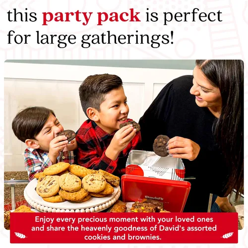 Vista 3 de David's Cookies - Cesta de galletas y brownies surtidos gourmet frescos, para compartir en el Superbowl con familia y amigos; paquete de fiesta
