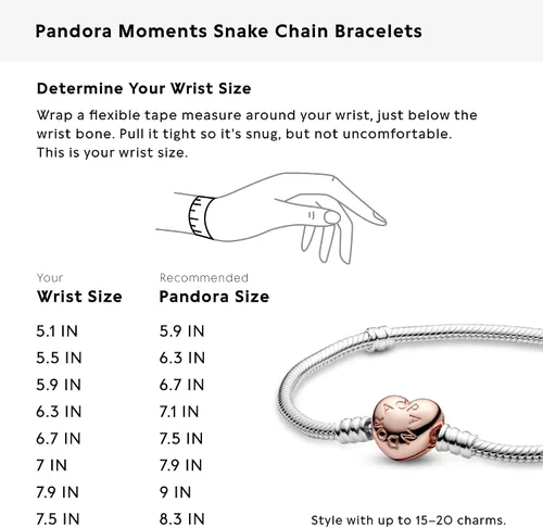 Vista 7 de PANDORA Jewelry Moments Heart Clasp Snake Chain Charm Bracelet