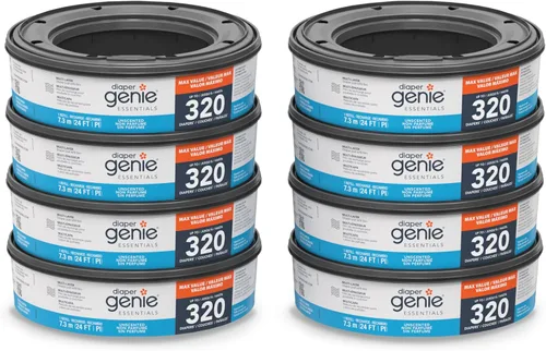 Vista 9 de Paquete de recarga redonda Diaper Genie Essentials de 4 Contiene hasta 1280 pañales para recién nacidos Cuenta con película continua sin perfume