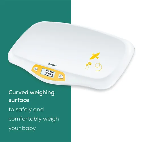 Vista 5 de Balanza digital de bebé con cómoda plataforma curva, de Beurer
