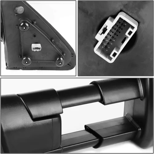 Vista 6 de DNA Motoring TWM-038-T888-BK-AM-L Espejo de remolque lateral izquierdo compatible con Tundra 07-16, con calefacción eléctrica + espejo de luz