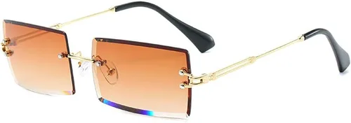 Vista 10 de Lentes rectangulares de sol Dollger, sin marco, cuadrados, ultraligeros, UV 400, a la moda, unisex. A: marrón oscuro