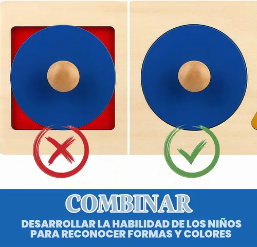 Vista 4 de Rompecabezas Montessori de Múltiples Formas, Primeras Formas, Rompecabezas de Madera con Perilla Jumbo, Rompecabezas de Formas Geométricas