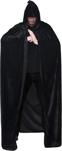 Vista 5 de Myir JUN Halloween Hooded Cape, Velvet Hooded Cloak Vampire Cape Full Length Velvet Cape Cosplay Costume Cloak with Hood Unisex