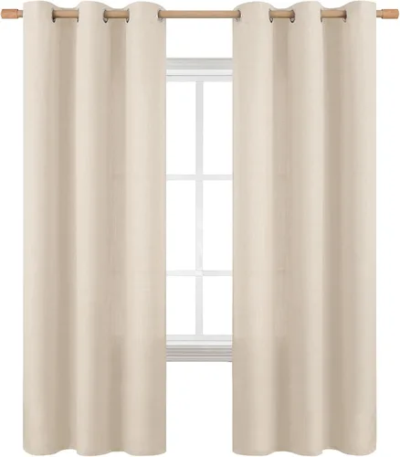 Vista 76 de BGment Cortinas de Lino Beige de 63 Pulgadas de Largo 2 Paneles - Tratamientos para Ventanas con Textura de Arpillera Filtrantes de Luz Cortinas