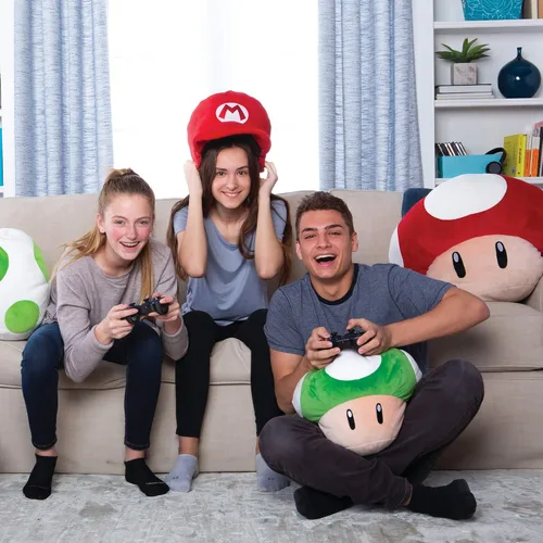 Vista 3 de Club Mocchi Mocchi - Peluche de Nintendo Super Mario, peluche de hongos 1Up, peluches blandos coleccionables, 15 pulgadas
