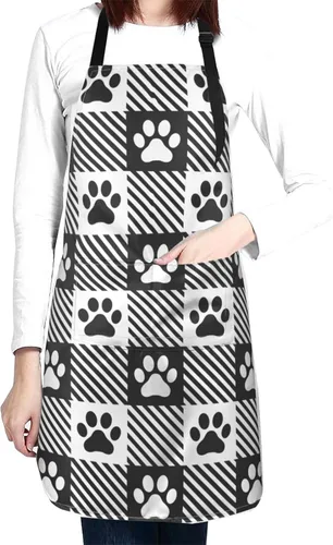 Vista 18 de Waterproof Apron For Adults Chef Bib With 2 Pockets For Kitchen Cooking Baking Garden Crafting Drawing Mujer negra afroamericana