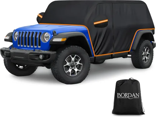 Vista 17 de Funda de coche para Ford Bronco de 2 puertas, 420D, funda impermeable para todo tipo de clima, sol, lluvia, UV, polvo, cubierta de cabina
