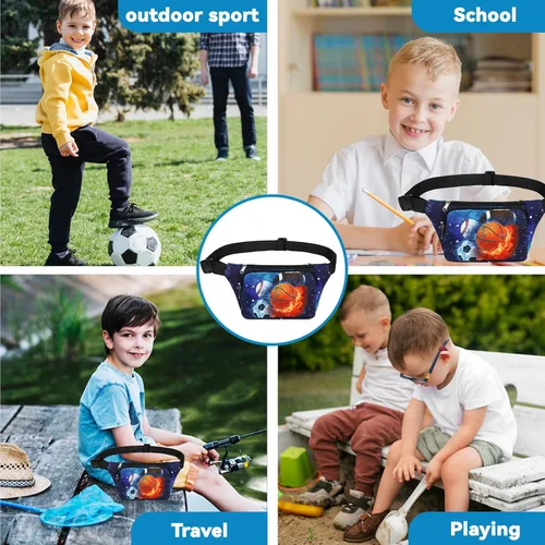 Vista 7 de LEDAOU Riñonera para niños, bolsa cruzada para niños, riñonera, ligera, para el pecho, Baloncesto Rugby Estrellas de fútbol, Talla única