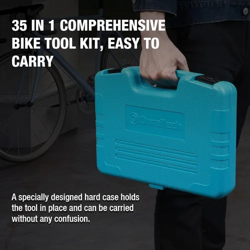 Vista 4 de DURATECH Kit de reparación de bicicletas, kit de herramientas de bicicleta de 35 piezas con estuche de transporte, accesorios de bicicleta