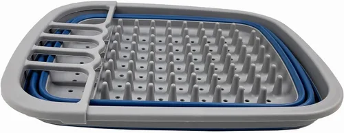 Vista 5 de SAMMART Escurridor de platos de plástico plegable de 8 litros (2.11 galones), estante de secado plegable, organizador de vajilla portátil, bandeja