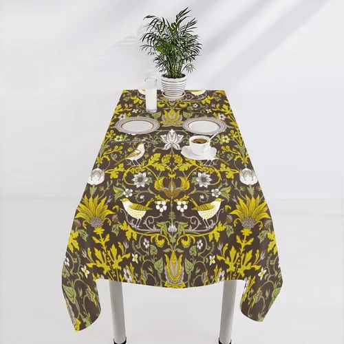 Vista 294 de Mantel Floral Retro de Pájaros, Diseño Original Bohemio William Morris Estampado Cubierta de Mesa para Hogar Picnic Fiesta Comedor Cocina William