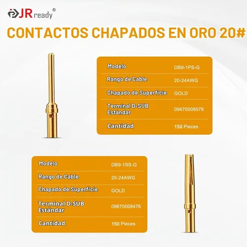 Vista 2 de JRready ST6579 DB9 Terminales de crimpado chapados en oro DB9 Conectores Herramienta de extracción de pines DRK-D Sub Inserción Extracción