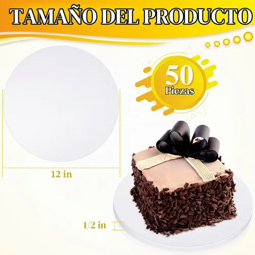 Vista 3 de Bokon Tableros redondos para tartas de 12 pulgadas, 50 piezas, color blanco