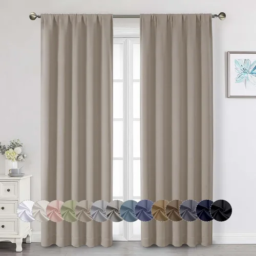 Vista 145 de Cortinas opacas para dormitorio, sala de estar, juego de 2 paneles de 54 pulgadas de largo, cortinas de oscurecimiento de habitación con aislamiento