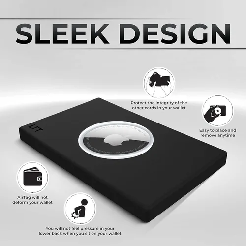 Vista 2 de AirTag Wallet Shield Protector de tamaño de tarjeta de crédito para Apple AirTag discreto, duradero y cómodo, Negro