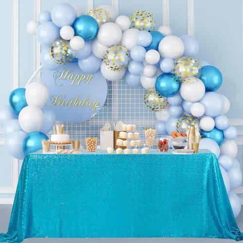 Vista 20 de Pufogu Mantel redondo de lentejuelas negras de 50 pulgadas con purpurina negra para decoración de cumpleaños, boda, despedida de soltera, baby Negro