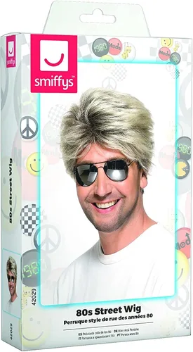 Vista 2 de Smiffy's 80's Street peluca corta y recta para hombre