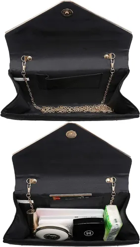 Vista 5 de Dasein Bolso de noche con diamantes de imitación para mujer, clutch de ante sintético, bolsos brillantes para fiestas formales, cóctel, boda, cartera