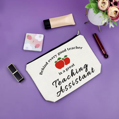 Vista 7 de Sazuwu Bolsa de maquillaje para profesores, Detrás de cada buen maestro hay un gran asistente de enseñanza, Impreso/Gráfico