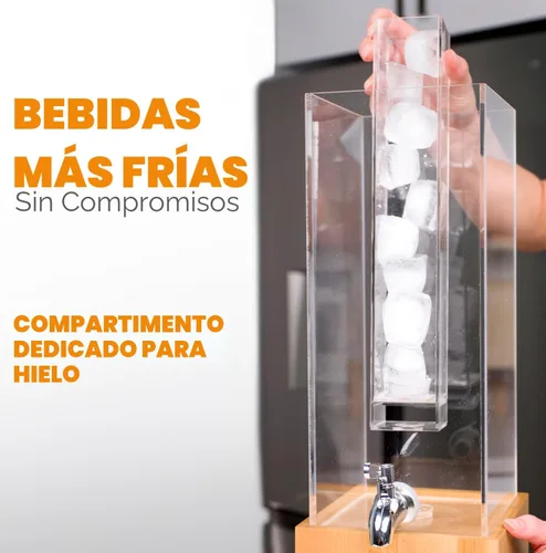 Vista 4 de Dispensador de bebidas de acrílico - Dispensador de bebidas de 1.25 galones con soporte y núcleo de hielo – Servidor de bebidas frías para fiestas