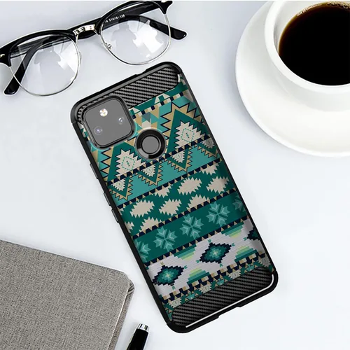 Vista 3 de CasesOnDeck - Funda compatible con Google Pixel 5A (2021) / Pixel 5A 5G] cubierta de parachoques de TPU suave con textura de fibra de carbono