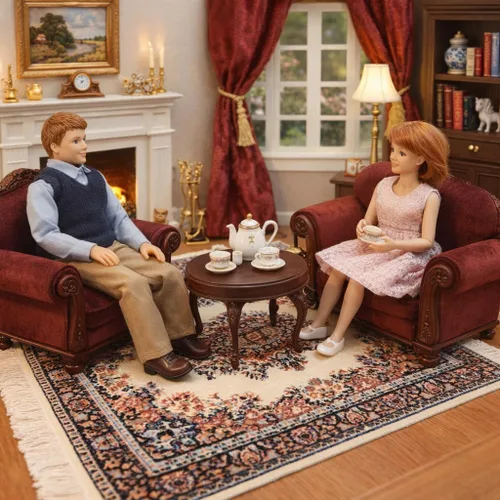 Vista 2 de Juego de 4 alfombras de área para casa de muñecas, accesorios de alfombra en miniatura para casas de muñecas, decoración rectangular de suelo de 10