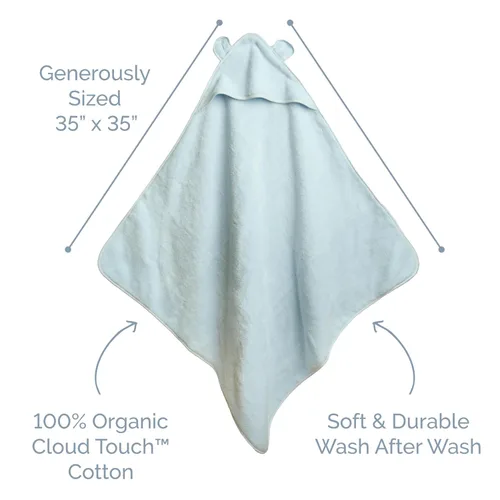 Vista 3 de Natemia Toalla de baño orgánica con capucha para bebé, algodón ultra suave al tacto, toalla de baño absorbente con capucha para recién nacidos