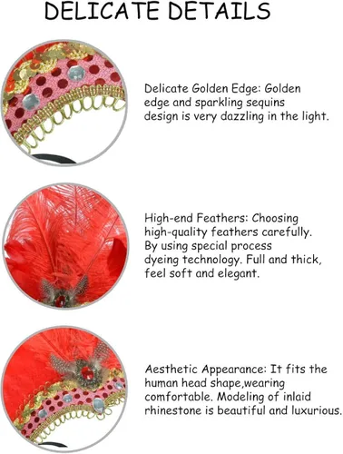 Vista 4 de PICTURESQUE Carnival Feather Headpiece Showgirl Headband