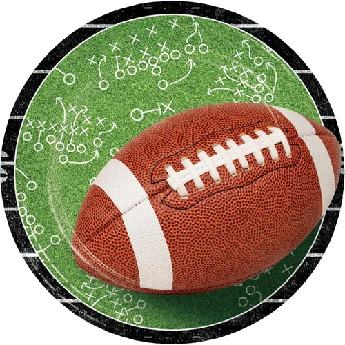 Vista 2 de Suministros de fiesta de lanzamiento de fútbol para 16 – 16 platos de postre y 16 servilletas de bebidas con diseño de fútbol – Decoraciones