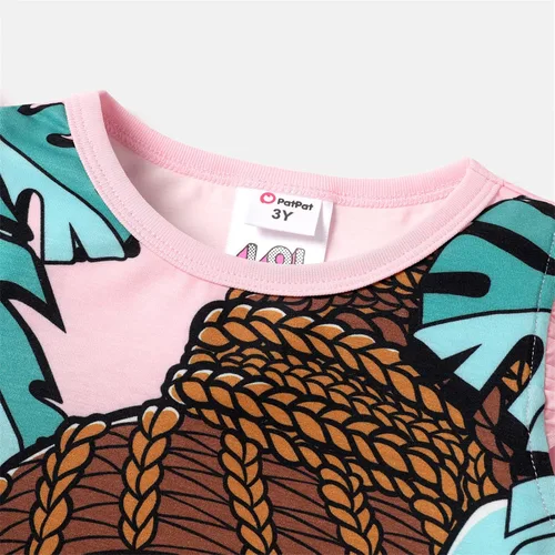 Vista 3 de L.O.L. Surprise! Girls Clothes Set Doll Print Ruffle Sleeve Tee Top T-shirt and Shorts Kids Girl Clothes