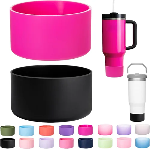 Vista 23 de Paquete de 2 botas de silicona para Stanley Cup de 30 oz y 40 onzas, protector inferior antideslizante y reductor de ruido, cubierta base de vaso