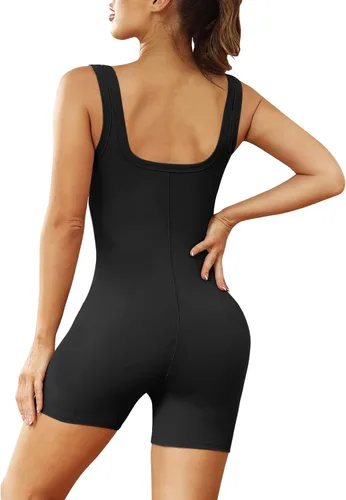 Vista 2 de AUTOMET Overol sexy para mujer, overol de entrenamiento de una pieza, trajes de verano, pantalones cortos, overoles para gimnasio, yoga, ropa