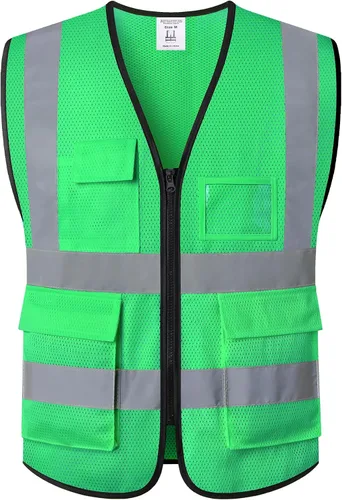 Vista 17 de Chaleco de seguridad reflectante para hombres y mujeres, chaleco de construcción que cumple con el estándar ANSI/ISEA