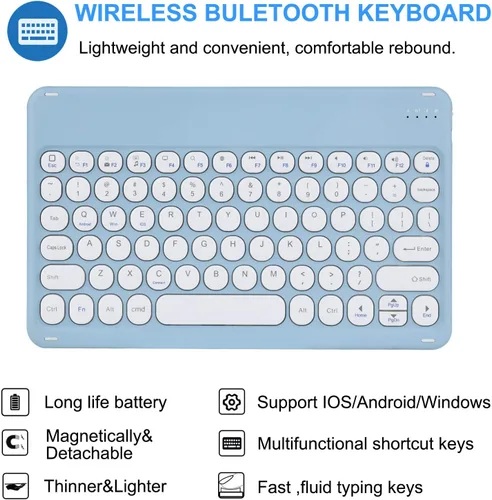 Vista 6 de Funda para teclado Galaxy Tab S6 Lite de 10.4 pulgadas 2024/2022/2020 con mouse Bluetooth, teclado magnético desmontable a color, teclado Bluetooth