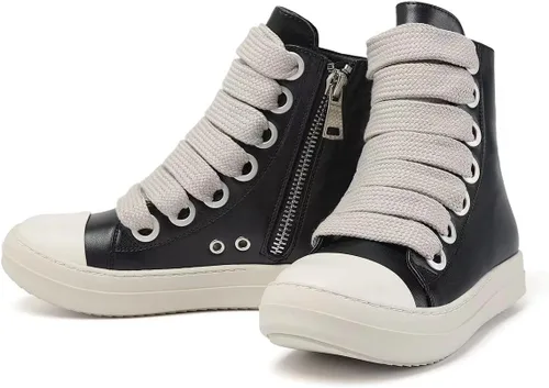 Vista 3 de IMPREMEY Zapatos deportivos de piel sintética con cordones para mujer, con suela gruesa y cremallera, zapatos de moda para caminar