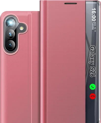 Vista 58 de Funda de teléfono para Samsung Galaxy A16 5G, Clear View Window Funda delgada de lujo para teléfono Galaxy A16 con soporte, funda protectora