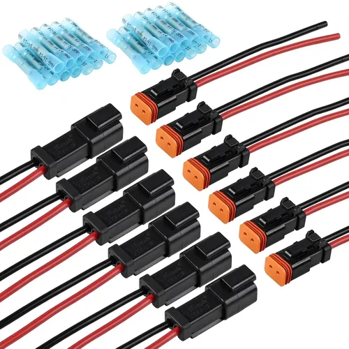 Vista 8 de JRready Deutsch - Kit de conectores de 2 pines dt Pigtail ST9019-3Sets de 2 cables impermeables automotrices con conector a tope de 12 piezas