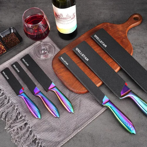 Vista 6 de WELLSTAR - Juego de protectores de filo de cuchillo, 11 piezas de fundas universales para cuchillas, fundas protectoras de cuchillas de ABS libres